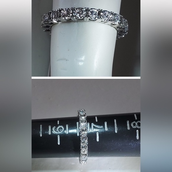 Tennis Ring Natural Diamonds solid 14K gold wedding engagement band no returns - Picture 5 of 7